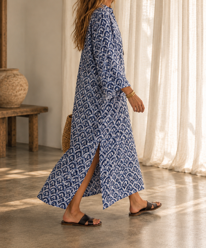 Resort Kaftan-Blue Batik