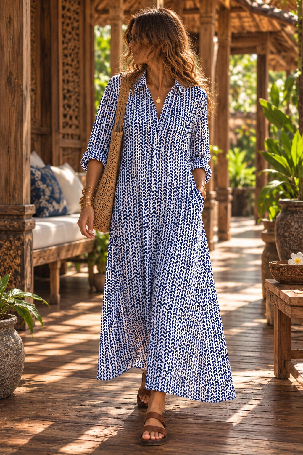 Avni Kaftan- Blue Leaf