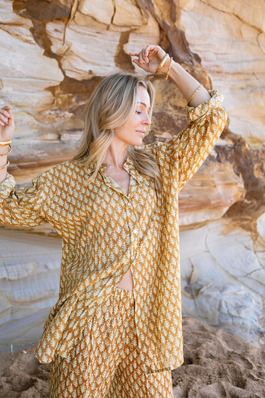 Resort Wide Leg Pant- Marigold