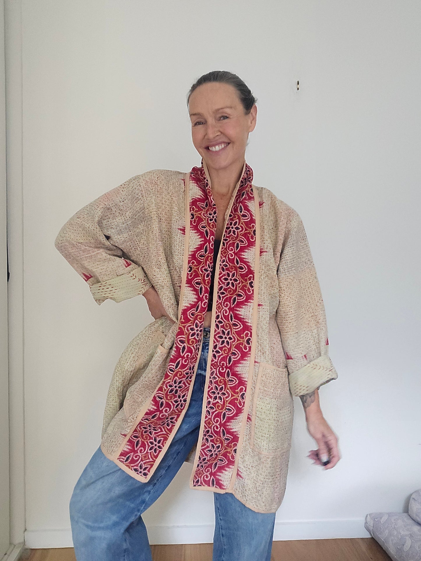 Long Kantha Jacket-mid weight