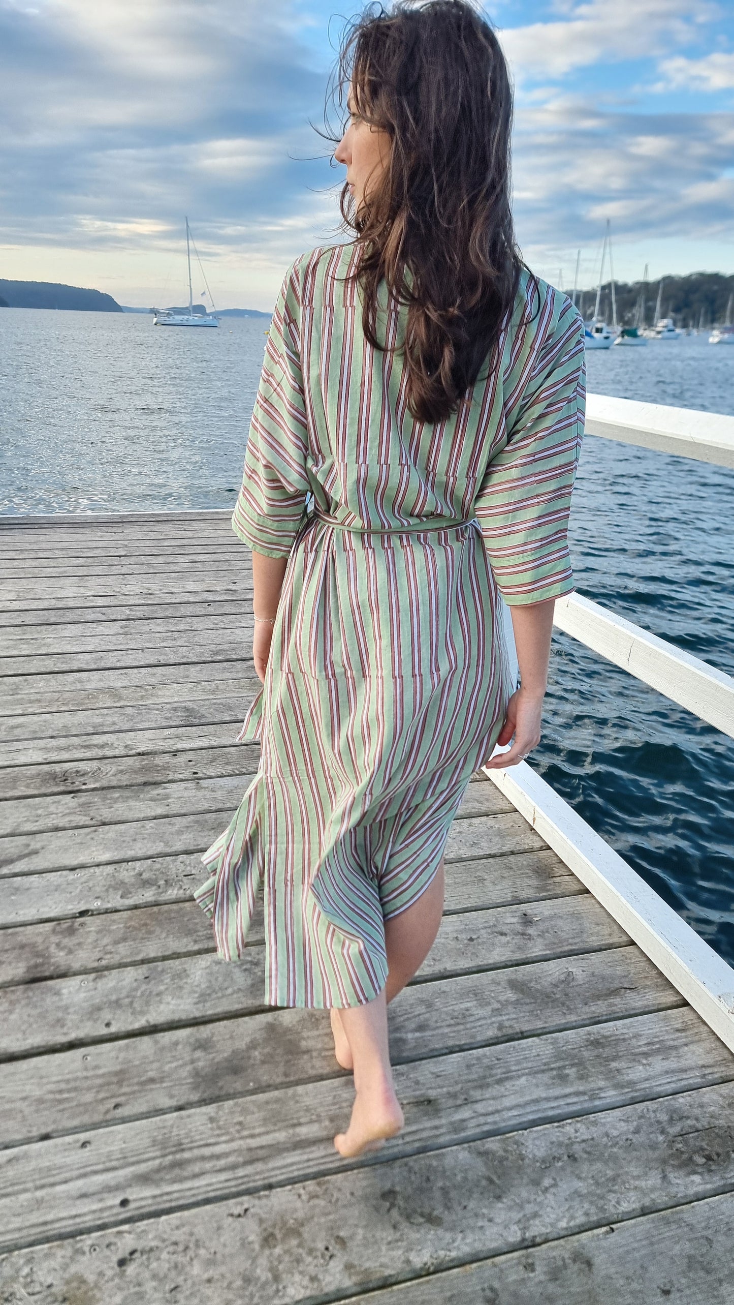 Stripe Kaftan - Jade