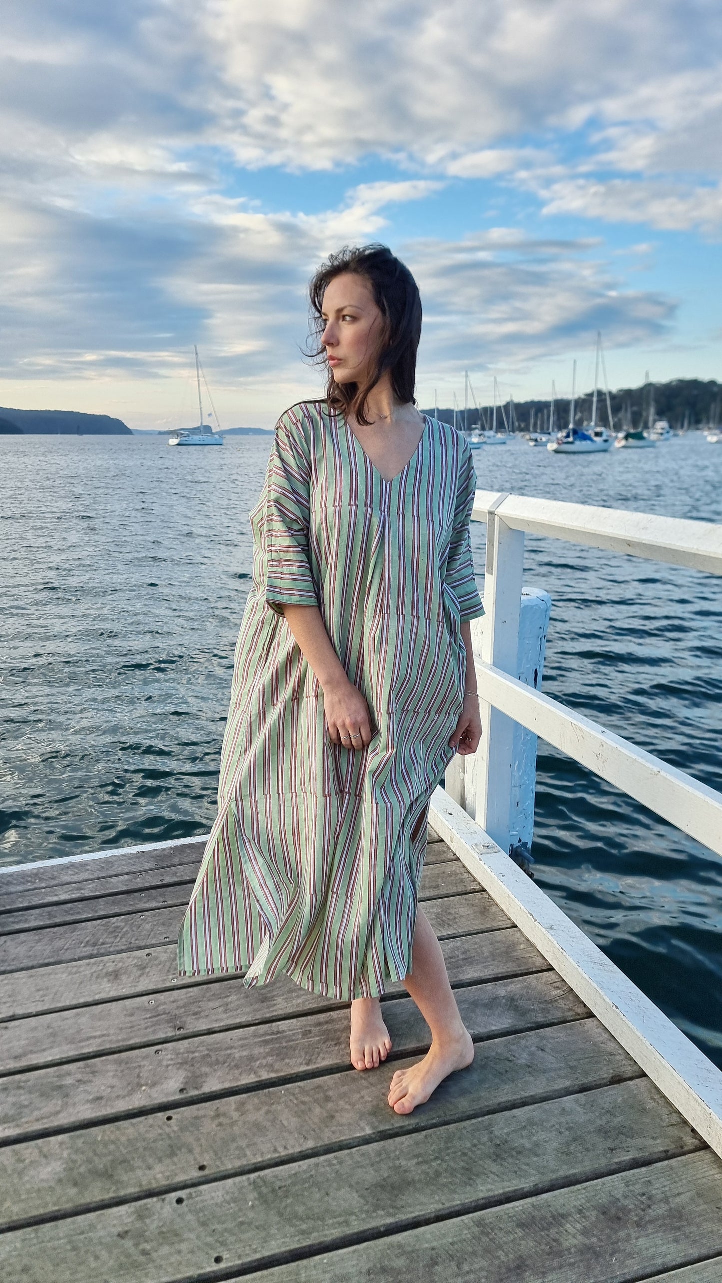 Stripe Kaftan - Jade